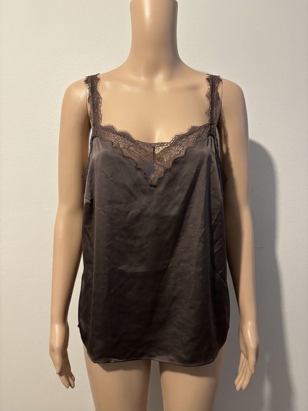 Chic Skies Are Blue Curvy 2X Espresso Satin Cami Tank NWT